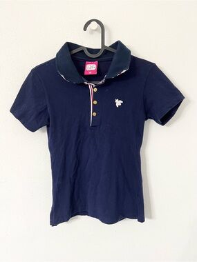 B The Collection Women’s Navy Bee Embroidered Short Sleeve Polo Shirt XS